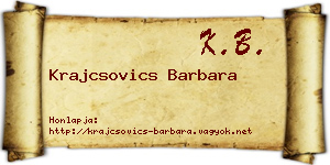 Krajcsovics Barbara névjegykártya